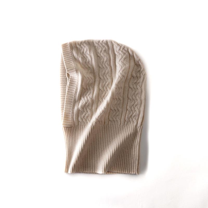 Women's Cable Knit Cashmere Hooded Scarf Hat – European, American, Japanese, and Korean Style