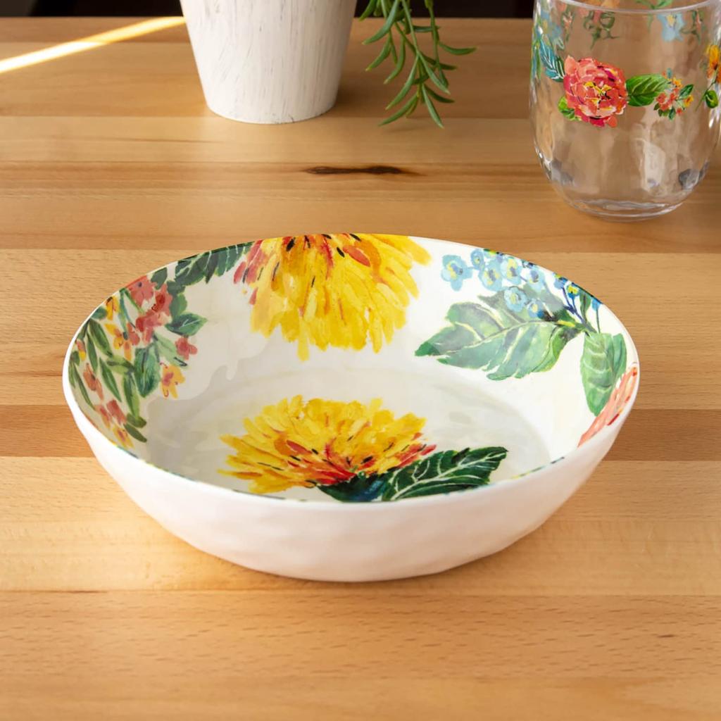 Abode Homewares Design [Etyczna, Nietłukąca, Bez BPA Zastawa Stołowa] Miska Ogrodowa w Kwiaty, Talerz, Miska do Serwowania, Miseczka na Płatki, Ok.. Średnica 20 cm,