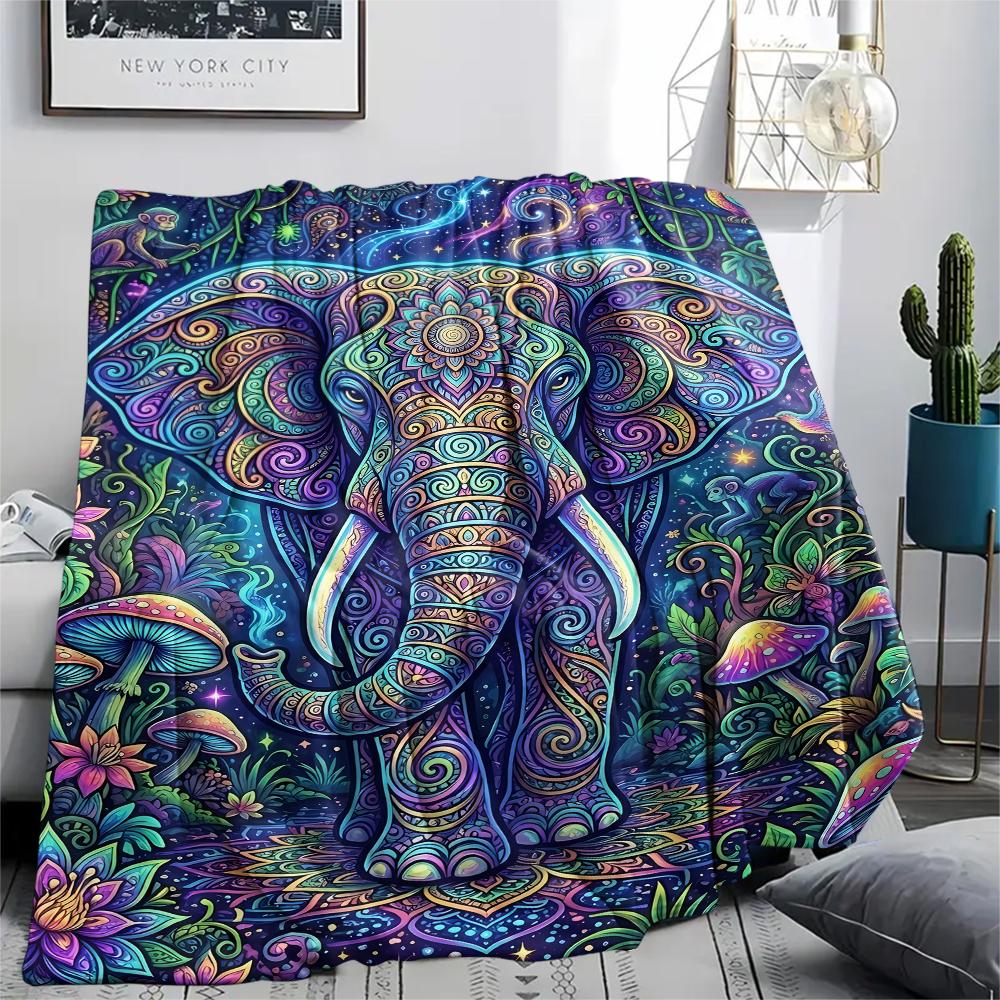 Colorful Line Animals Print Flannel Blanket,High quality Comfortable for All Seasons,Home Decor,Warmth and Comfort,Perfect for Christmas Gifts