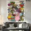 Courage the Cowardly Dog Wall Tapestry Aesthetic Wall Hanging Printed Fabric Blanket Decorative Tapestries for Bedroom Living Room Home Decor