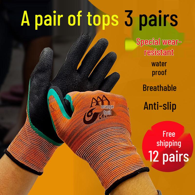 Men's and Women's Waterproof Non-Slip Rubber Coated Work Gloves - Wear-Resistant and Thickened for Construction Sites