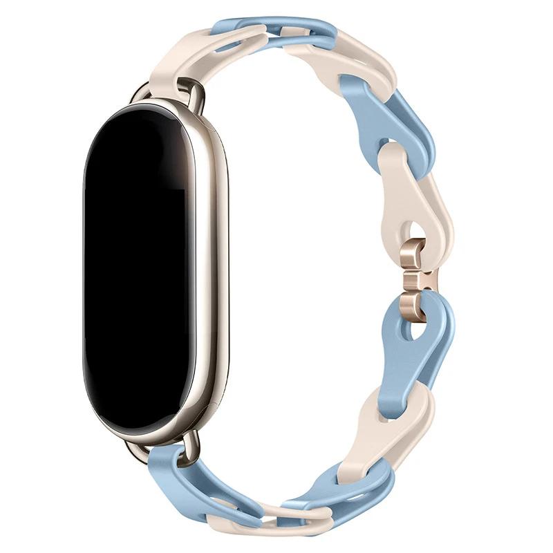 Rubber Strap for Xiaomi Mi Band 8 Stainless Steel Buckle Bracelet for Miband 8 NFC Fashion Lady Style Replacement Silicone Band