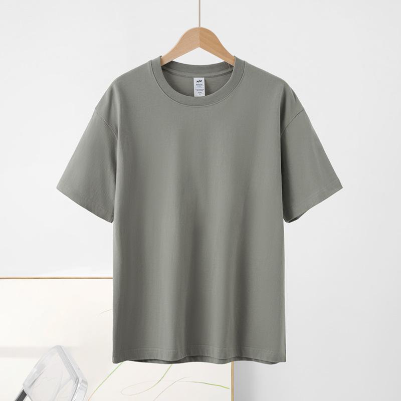 New Loose Pure Cotton Short-sleeved T-shirt Regular Shoulder Round Neck Tops Solid Color Versatile Short-sleeved Bottoming Shirt