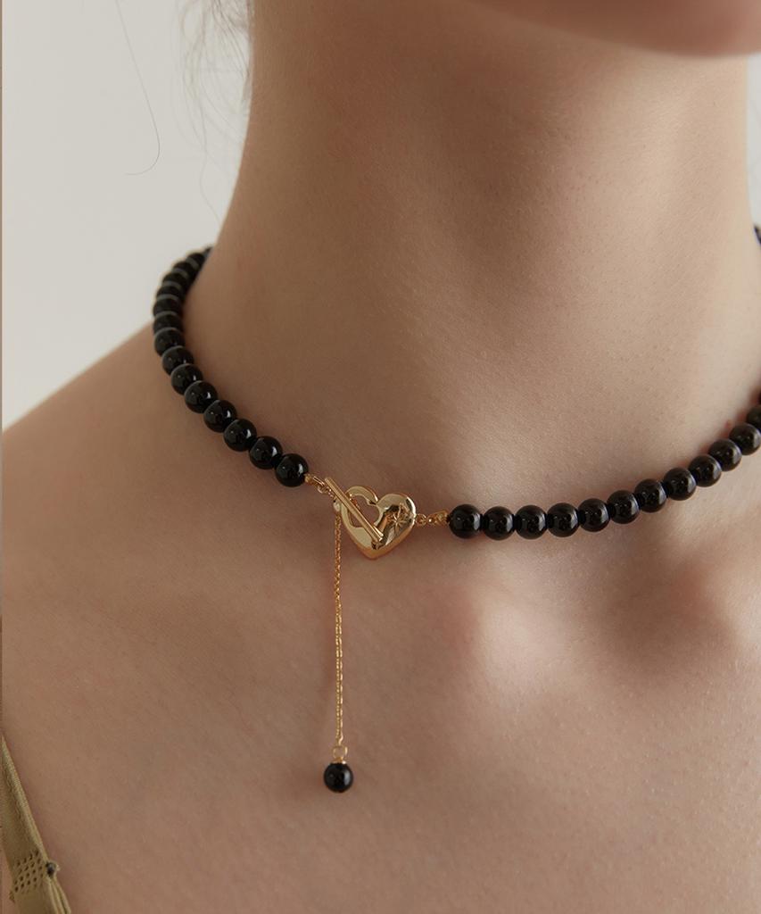 Tatiana Black Cupid Heart Toggle Necklace Nz2133