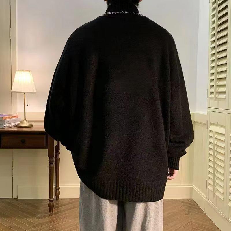 Herren Hochhals Vintage Japanischer Stil Pullover - Herbstmode Layered Strickoberteil