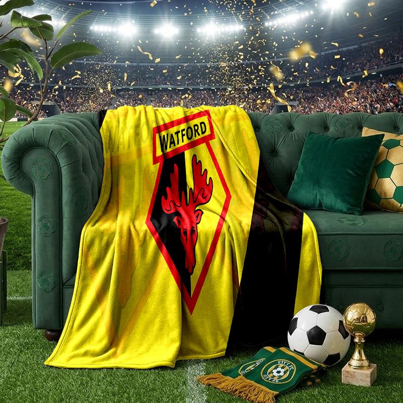 Wat-ford Football Crest Throws Blanket Flannel Blankets Plush for Couch Bed Gifts for Men Women Travel picnic blanket Christmas fan gifts