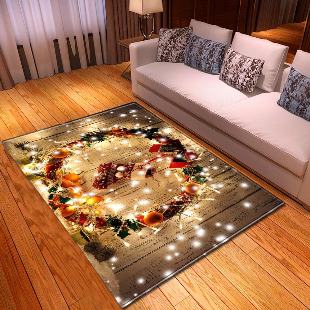 Merry Christmas Living Room Carpet New Year's Child Rug Xmas Bell Gift Floor Mat Kitchen Bedroom Area Rug Non-slip Doormat
