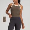 Lu Same Sports Vest Women's Yoga Clothes with Chest Pad Silm Slim Looking Nude Feel Cross Back Training Running Tops