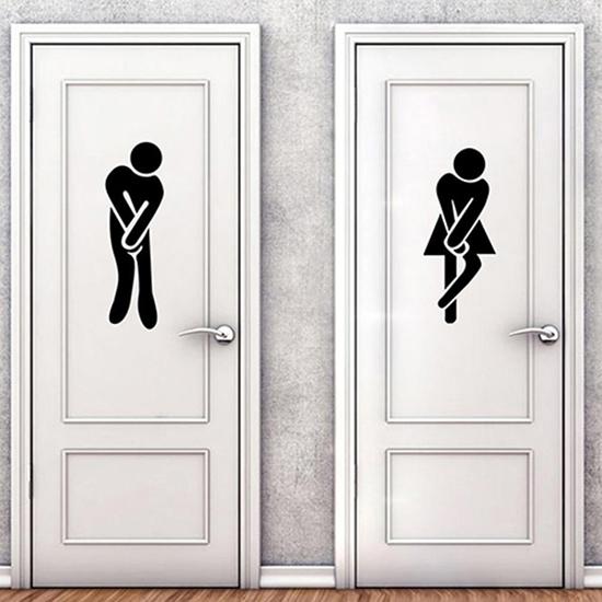Cute Man Woman Washroom Toilet WC Bathroom Door Sticker