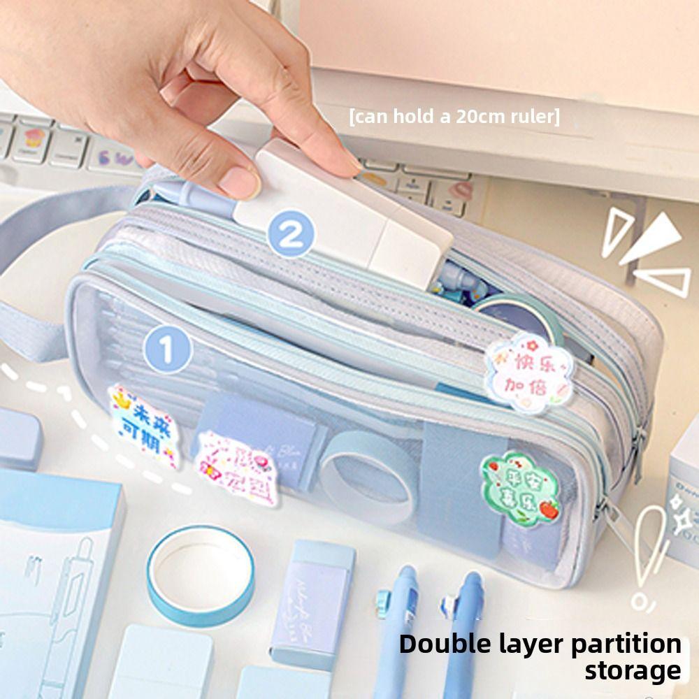 Large Capacity Pencil Case Cartoon Stationery Storage Pouch New Zipper Pen Bag Stationery Supplies