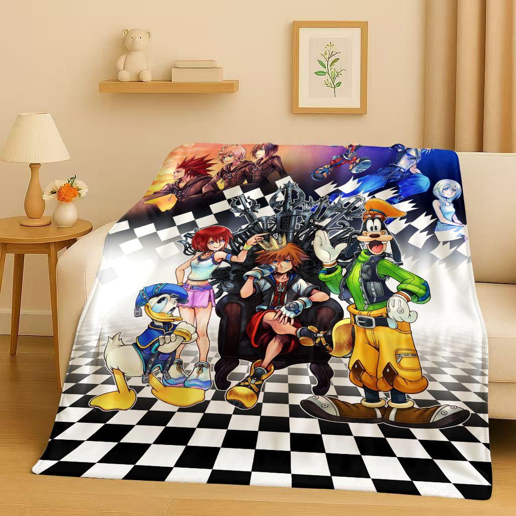 Sanrio Kingdom Hearts Kreslená hra Mickey Mouse Flanelová deka, ultra měkký plyšový přehoz do ložnice, postele, pohovky, vánoční dárek
