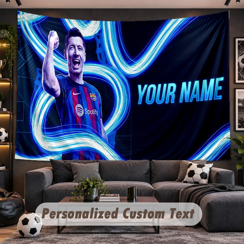 Robert Lewandowski Personalized Tapestry Support Custom Name, Wall Art Home Decoration