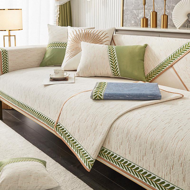 Modern Textured Sofa Couch Slipcover Chenille Non -Slip Furniture Protector Recliner Chair Cover 1 /2 /3 /4 Seater Webbing Leaves