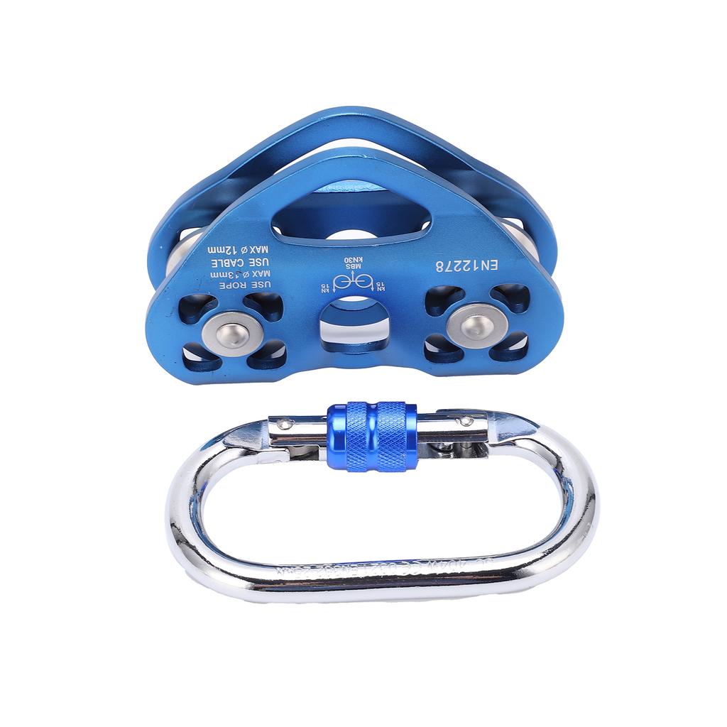 Double Shaft Pulley Aluminum Alloy HeartShaped Hanging Wheel Rock Climbing Machinery Supplies(Blue )