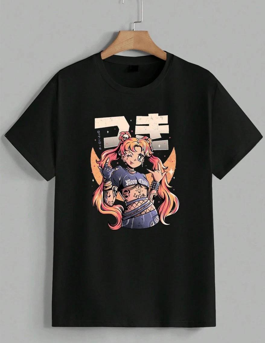 Punk Rock Usagi Sailor Moon Anime Manga Graphic Shirt Moon Child T-Shirt Unisex M