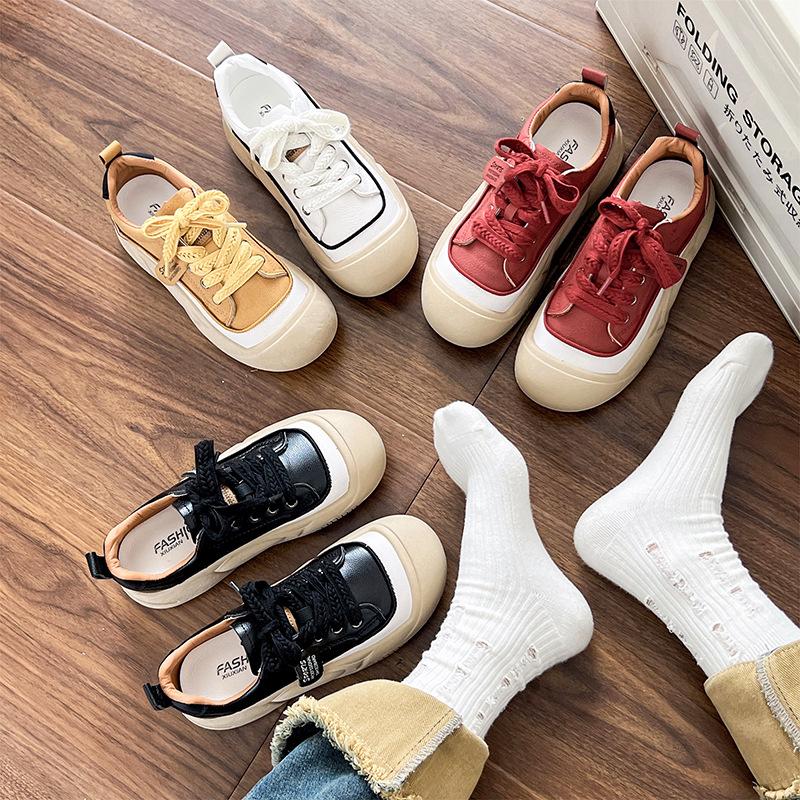 British style platform single shoes women's outer 2025 spring explosion fashion versatile flat lace-up women's shoes sports and leisure shoes