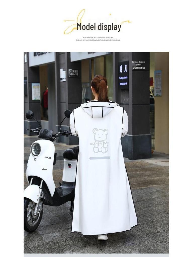 Unisex Full-Body Raincoat for Electric Vehicles with Transparent Brim