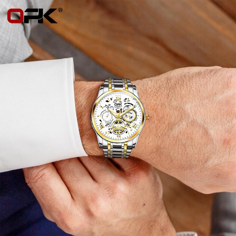 OPK 8135 Mens Watch New Fashion Brand Luxury Quartz Watch Stainless Steel Watches For MenWaterproof Chronograph Automatic Watch