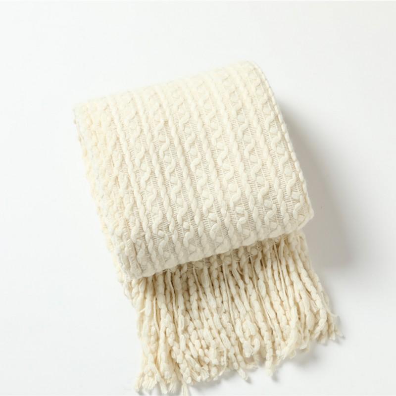 Nordic Knit Throw Blanket Sofa Cover Bed End Air Conditioner Nap With Tassels Millennial