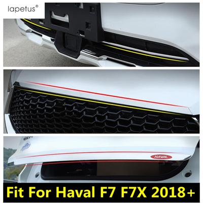 Car Front Hood Middle Grille Mesh Rear Tail Gate Decor Strip Cover Trim Stainless Steel Accessories For Haval F7 F7X 2018 -