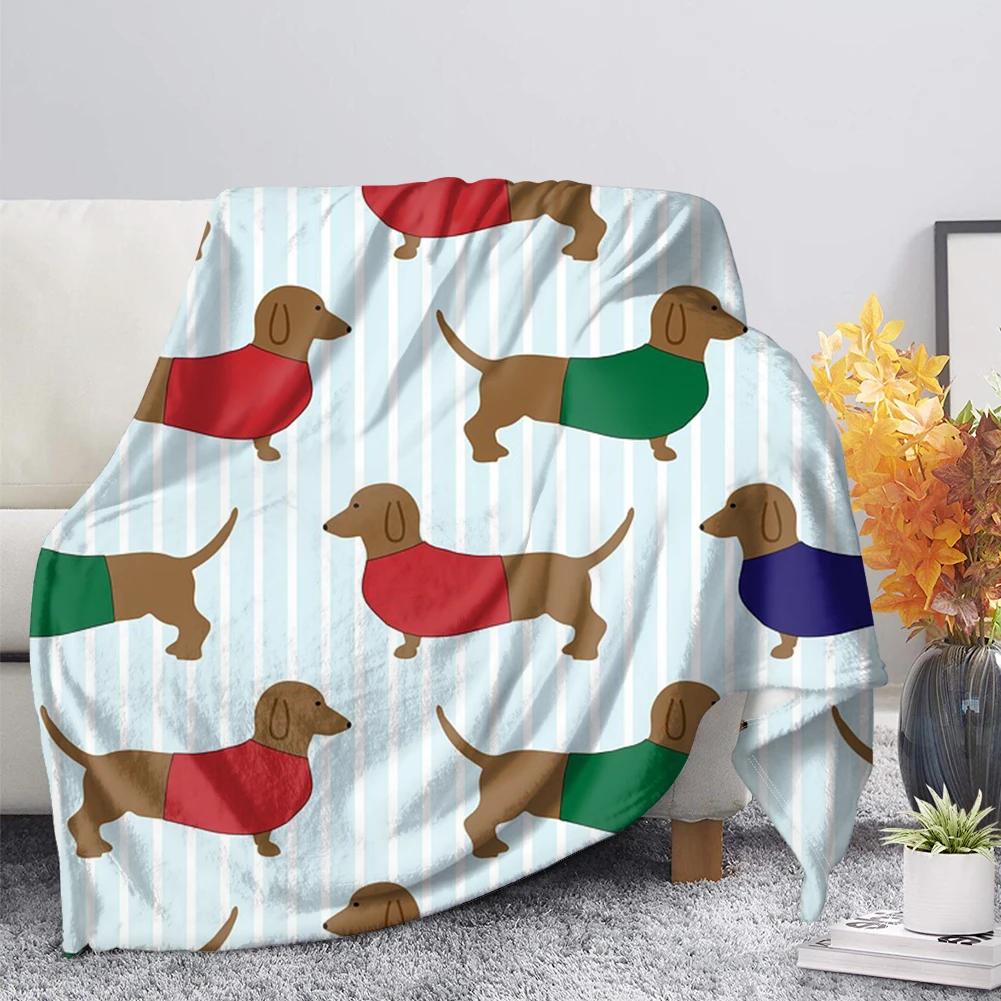 Dachshund Blanket Fluffy Soft Warm Sausage Dog Throw Blankets for Bed Sofa Lightweight Plush Sheet Bedspread Flannel Cozy Cover