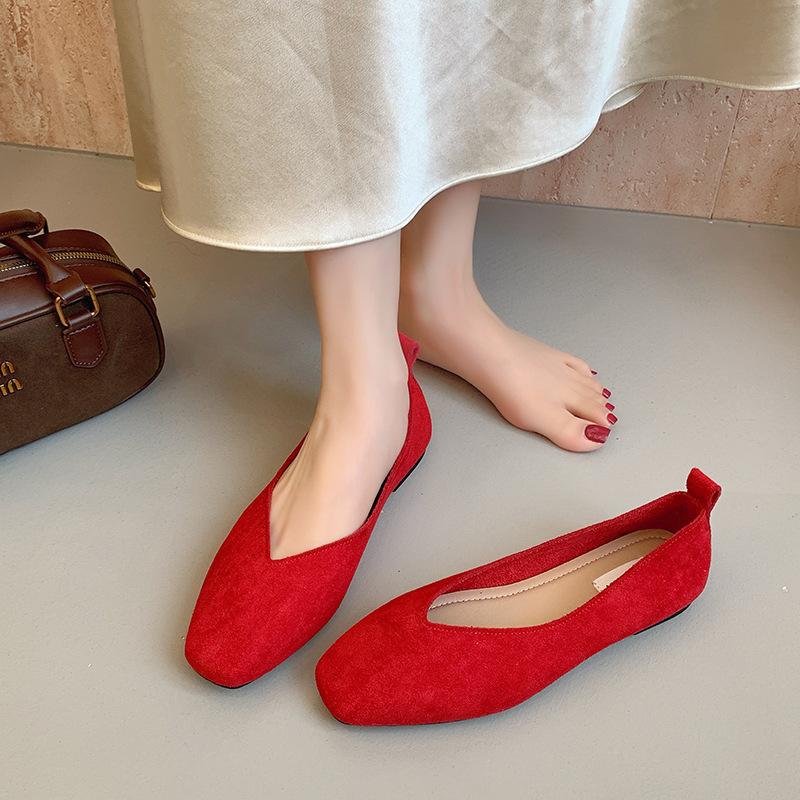 Retro Simple Suede Thick Heel Single Shoes Women's 2025 New Shallow Mouth Soft Sole Work Shoes Korean Version One-pedal Women's Shoes