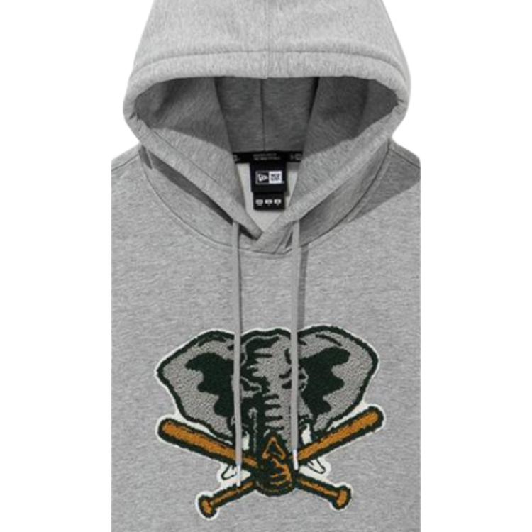 New Era MLB Series Solid Color Animal Pattern Embroidered Drawstring Hoodie Men hoodies Gray 13338687