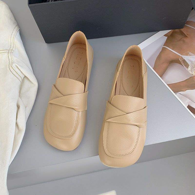 

Flat-bottomed Doudou shoes women s 2025 spring new retro soft-soled soft leather one-pedal single shoes versatile non-slip maternity shoes 40 абрикосовий