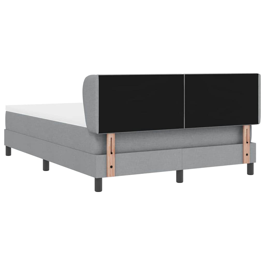 Box Spring Bed with Headboard Light Gray 140 X 200 Cm Fabric