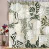 Boho Floral Botanical Shower Curtain - Mid Century Green Flowers & Leaves,  Spring Summer Retro Aesthetic, All-Season Bath Decor