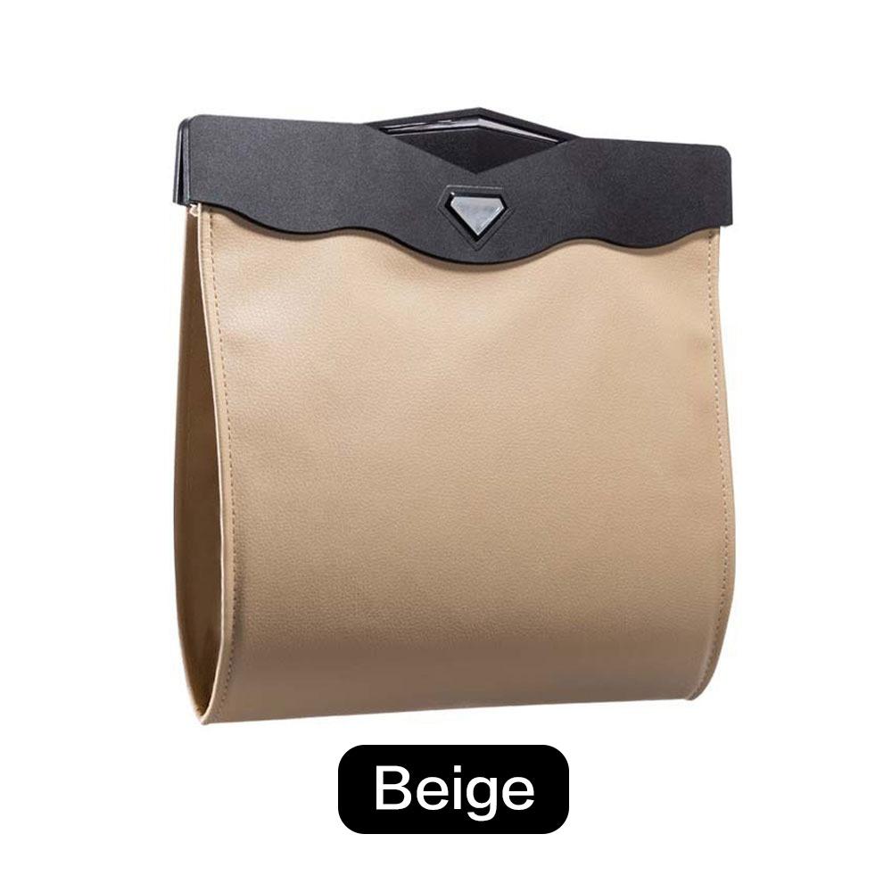 

STONEGO LED Car Garbage Bag Waterproof Magnetic Adsorption Trash Can Back Seat Hanging Leather Storage Pocket Leak-proof бежевый
