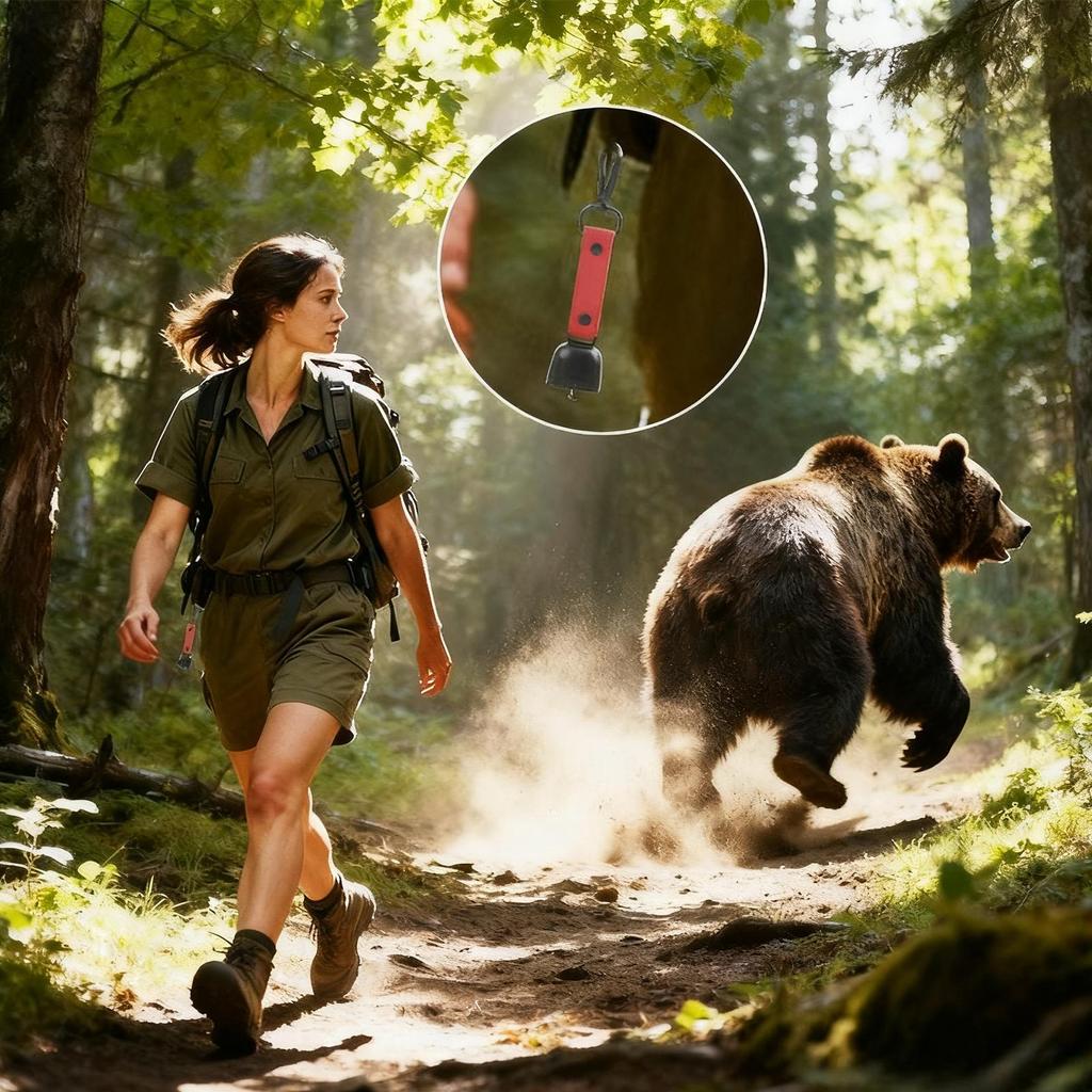 Bear Safety Bell with Carabiner Magnetic Self-Defense Gear Bear Bells Outdoor Safety Wildlife Alert for Sports Biking Mountain