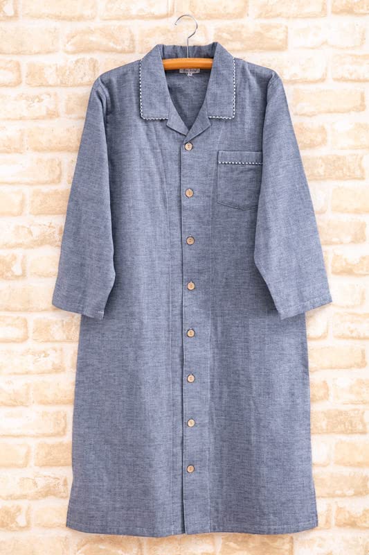 Eye Unisex Long Sleeve Sleeper Cotton Double Perfect for Spring and 15005 K's Open-Front Pajamas, 100% Gauze, Autumn, (M. Navy)