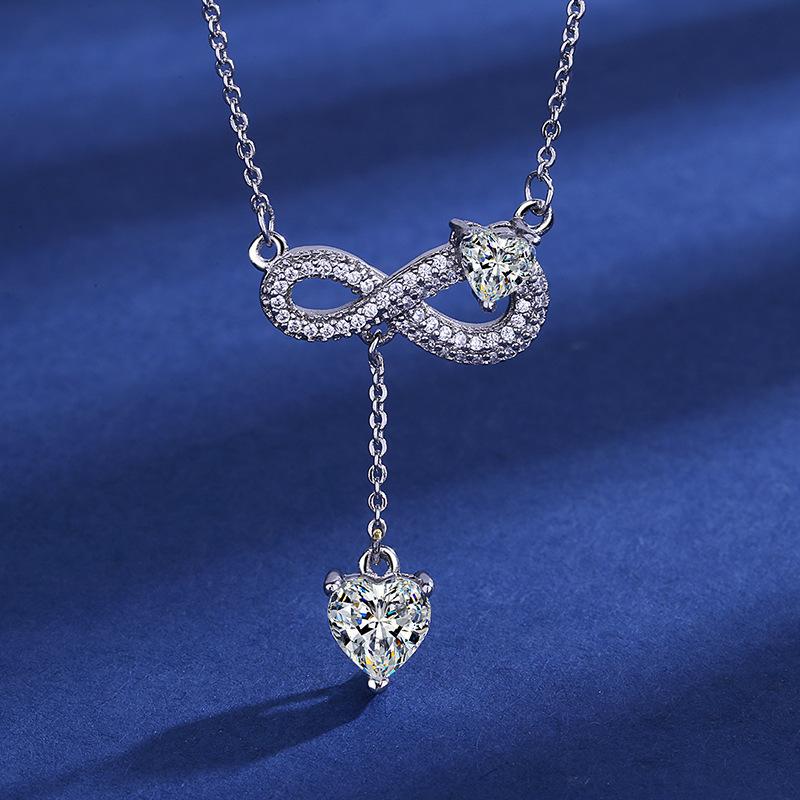 New Fashion 925 Sterling Silver Jewelry Round Zircon Pendants Necklaces Women Fine Semi Rhinestone Circle Clavicle Chain Choker