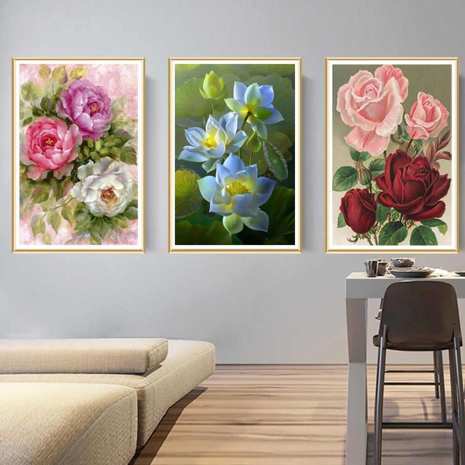 5D DIY Diamond Painting Flower Vase Rhinestone Rose Full Round Diamond Embroidery Cross Stitch Kit Mosaic Art Picture Gift