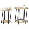 Side Table Set with Shelf 2 Pcs Sonoma Oak and Black Brown