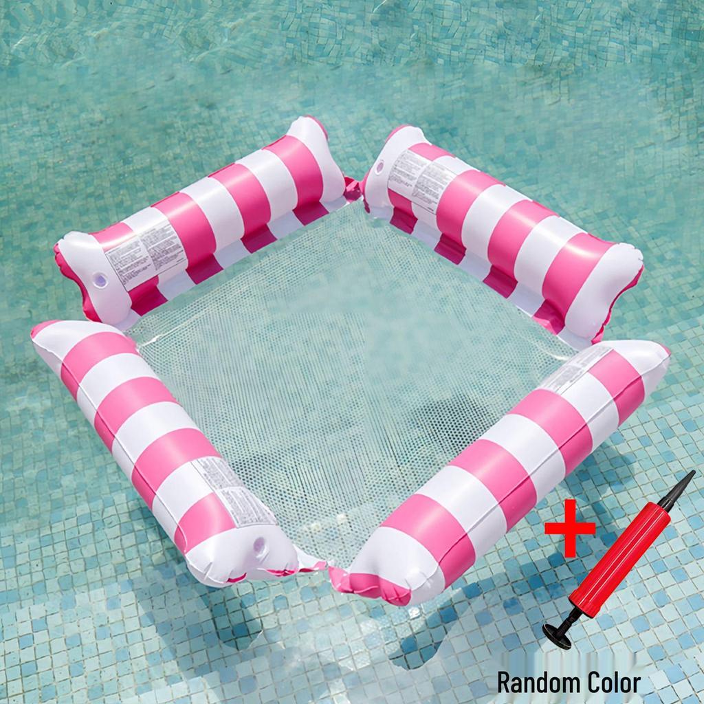 Inflatable Stripe Mesh Floating Bed - Foldable Seaside Lounger