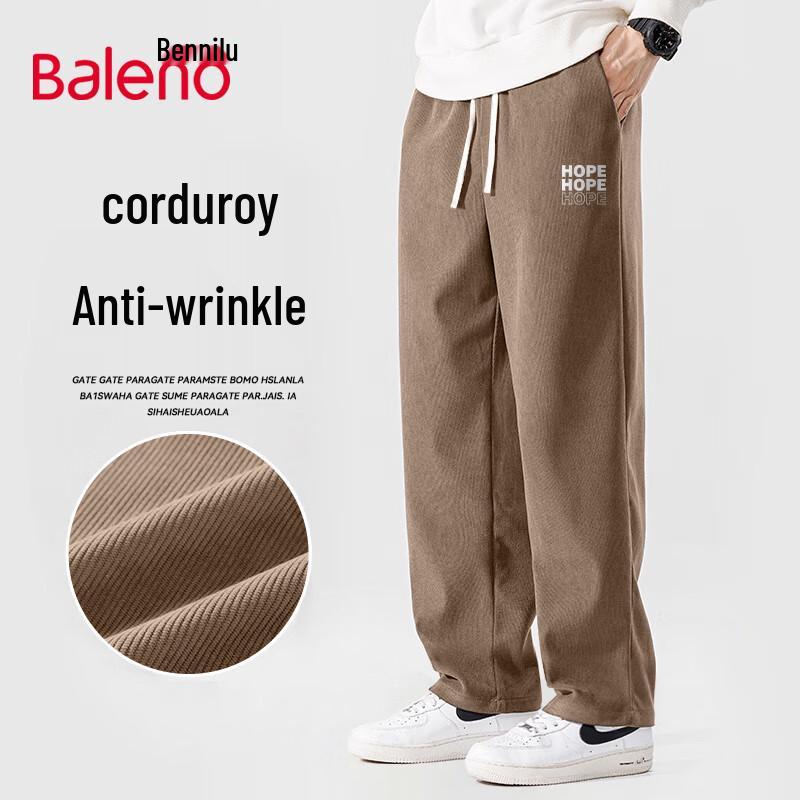 Baleno Men's Autumn American Street Style Corduroy Wide-Leg Pants