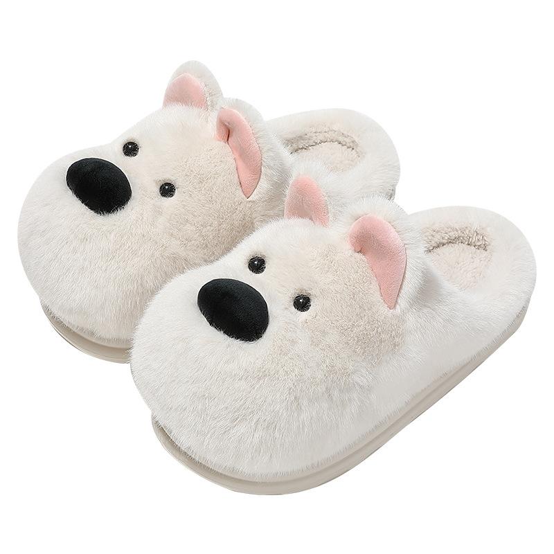 Cartoon cotton slippers winter cute puppy home indoor plush warm household non-slip fluffy slippers