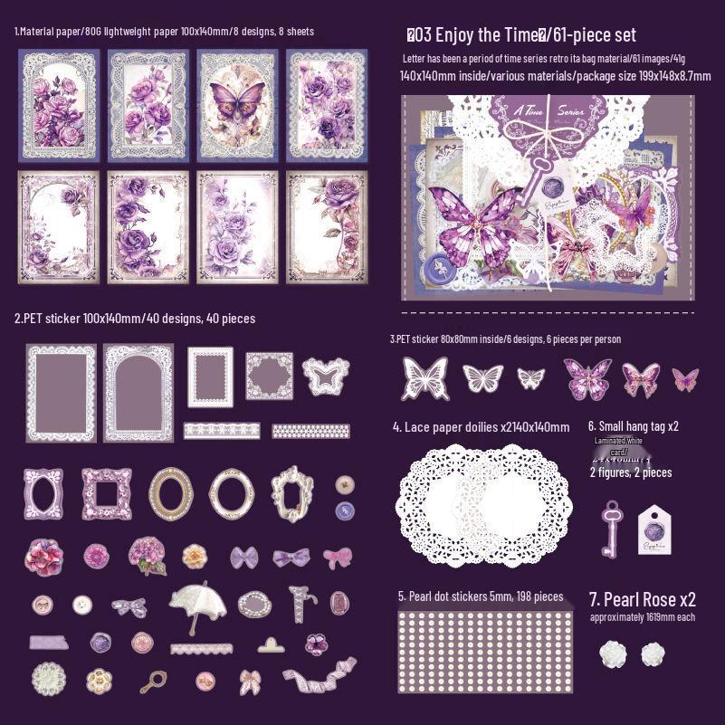 Happy Ribbon Lace Ita Bag: Red Paper Background, Beauty Stickers & Punch Board