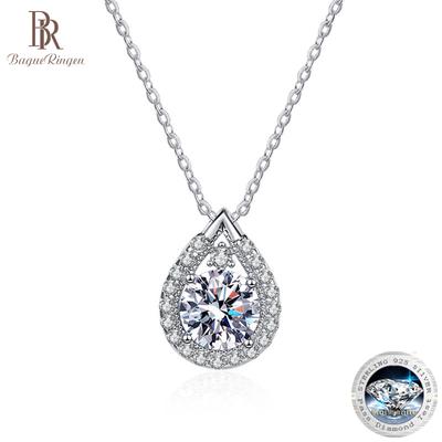 S925 Sterling Silver Necklace Moissanite Jewelry For Women Water Drop Shaped Pendant With Eight Hearts Eight Arrows