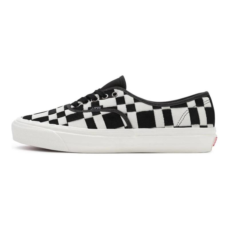 Vans Authentic 44 DX Woven CheckVans Authentic 44 DX Woven Check Trendy Casual Low Top Unisex Skate Shoes White Black VN0A4BVYBA2 34.5