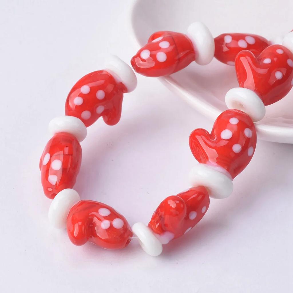 10pcs 18x14mm Glove Shape Handmade Lampwork Glass Loose Beads For Jewelry Making DIY Crafts Findings