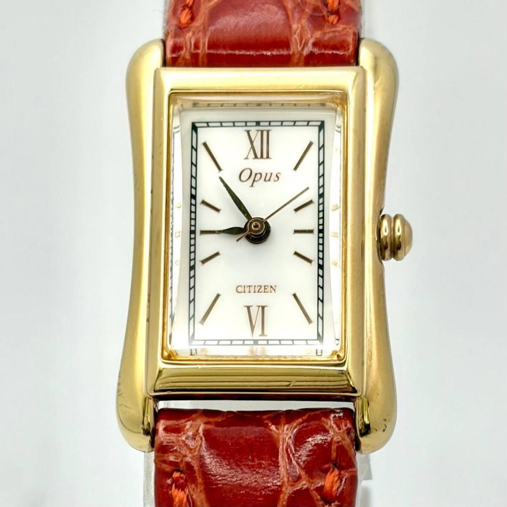 Citizen Opus Rectangular Gold Watch 470572 [New Battery] Women's 5431-F46789