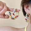 Contrasting Summer~ Colorful Pearl Wrapped Earrings Women'S Niche Design Exaggerated Earrings Color Dopamine Earrings