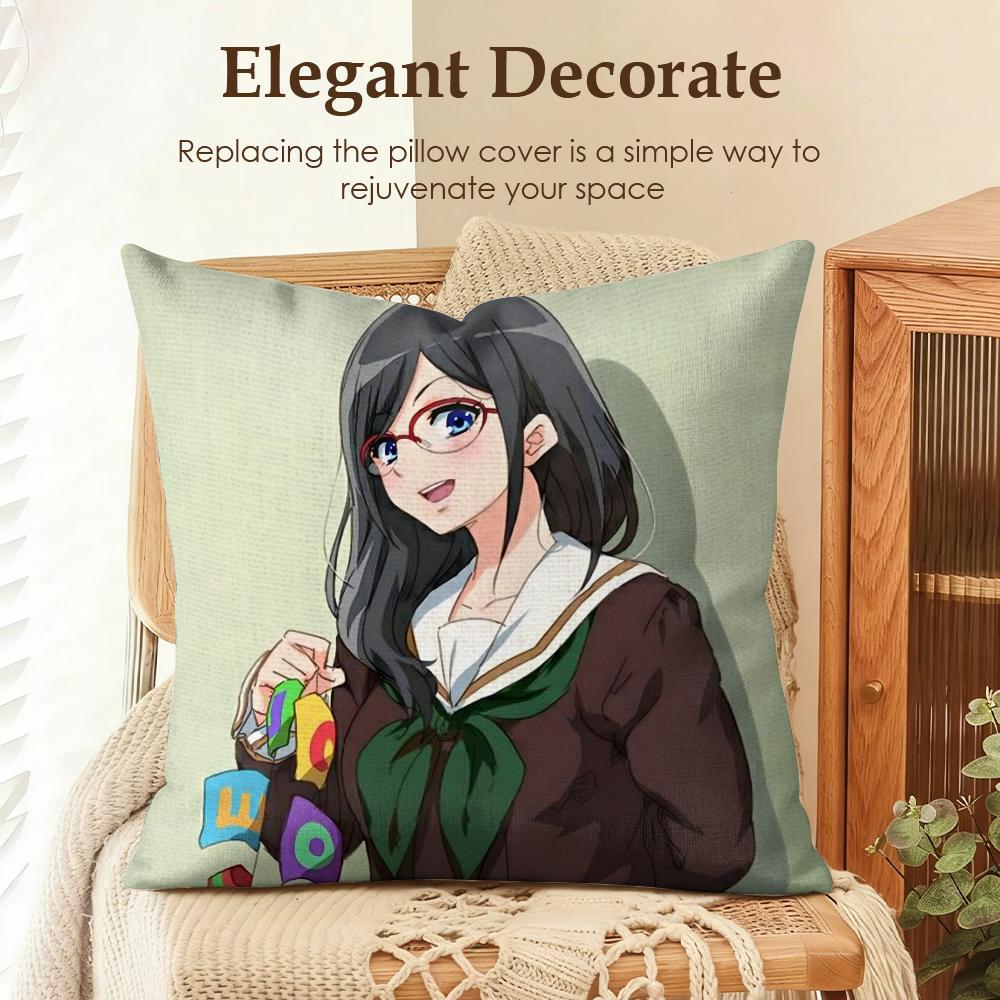 HHibike EEuphoniumS Cushion Cover Natural Linen Organic Fabric DoubleSided Printing Sofa Home Decor Gift Pillow Case