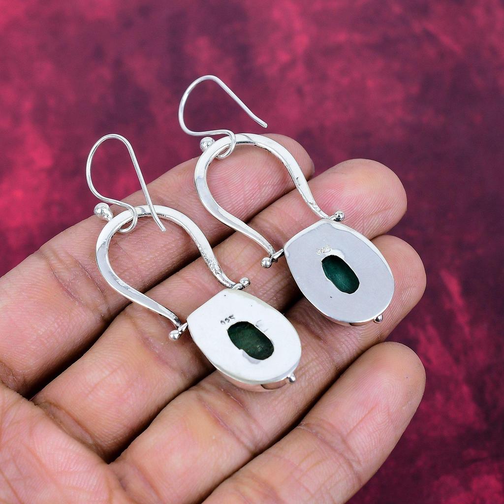 Malachit Ohrringe, 925 Sterling Silber Ohrringe Schmuck. Geschenk für Frauen Handgefertigte Ohrringe Edelsteinschmuck
