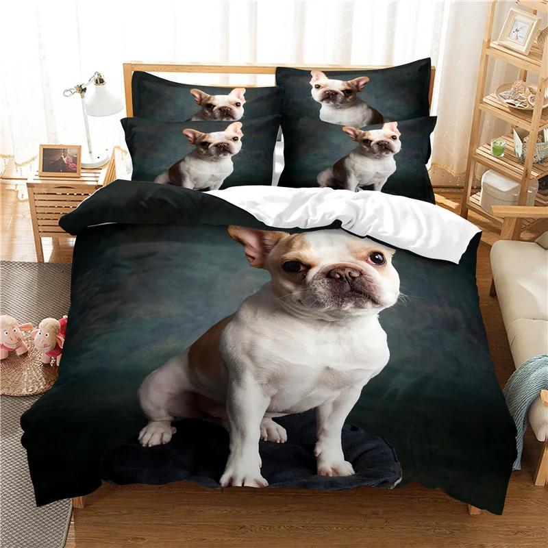 Dog Bedding Set For Child 3d Duvet Cover Sets Home Textile Full Size Ropa De Cama Bedroom Set Beddings 140x210 Bedclothes Pug
