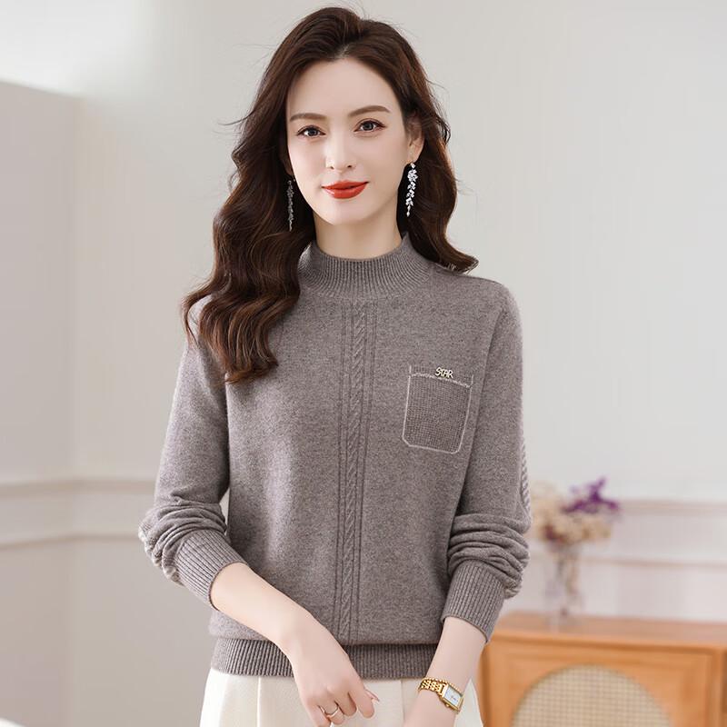 Fengmao Women's Half-High Collar Pullover Sweater