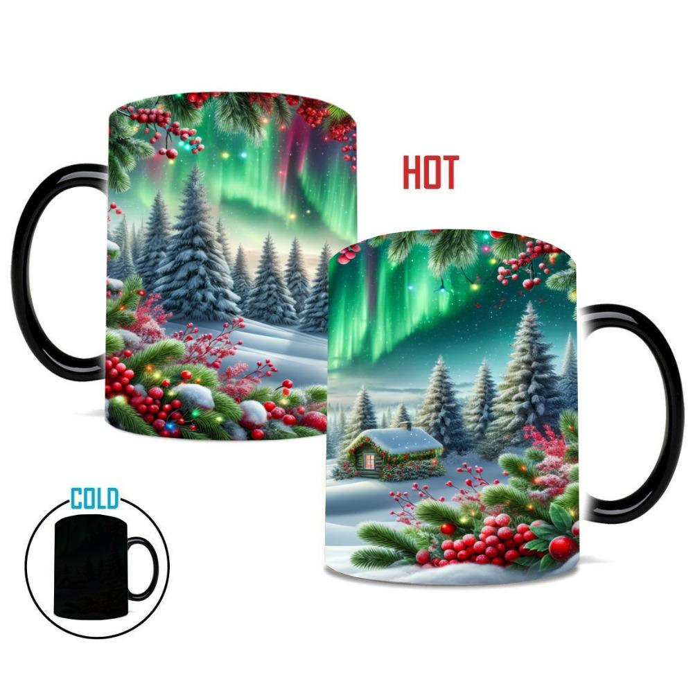 Christmas Northern Lights Color Changing Cup Ceramic Coffee Mug Snowman Christmas Tree